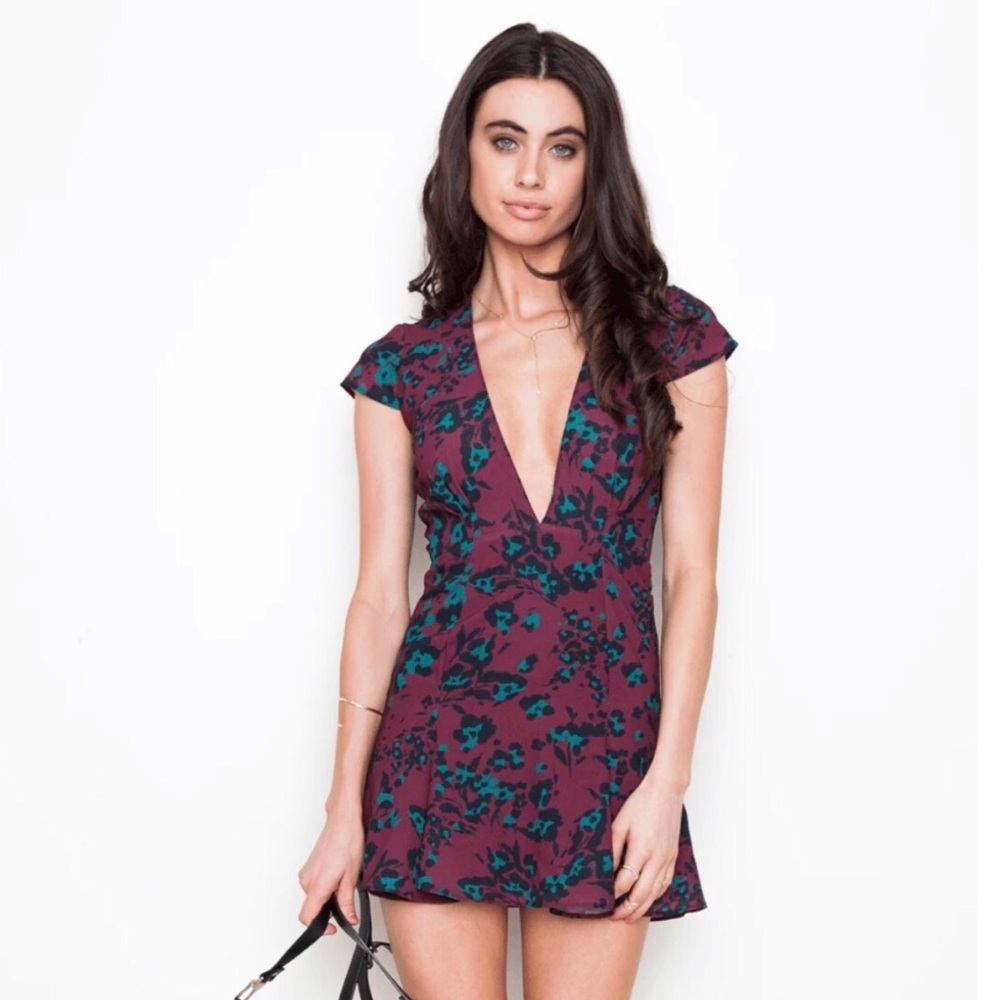 RESA Floral Mini Dress in Purple and Teal